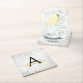 Elegant White - Gold Foil Confetti Monogram Rechteckiger Pappuntersetzer (Vor Ort)