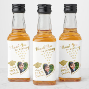 Elegant White Gold Glam Vielen Dank für den Abschl Alkoholflaschenetikett