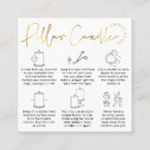 Elegant White & Gold Logo Pillar Candle Care Card Quadratische Visitenkarte (Vorderseite)