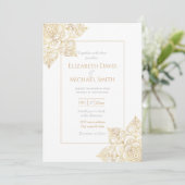 Elegant White Gold Mandala Floral Einladung (Stehend Vorderseite)