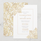 Elegant White Gold Mandala Floral Einladung (Vorne/Hinten)