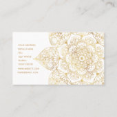 Elegant White Gold Mandala Floral Visitenkarte (Rückseite)