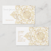 Elegant White Gold Mandala Floral Visitenkarte (Vorne/Hinten)