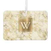 Elegant White Gold Marble Monogram Autolufterfrischer (Rückseite)