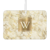 Elegant White Gold Marble Monogram Autolufterfrischer (Vorderseite)