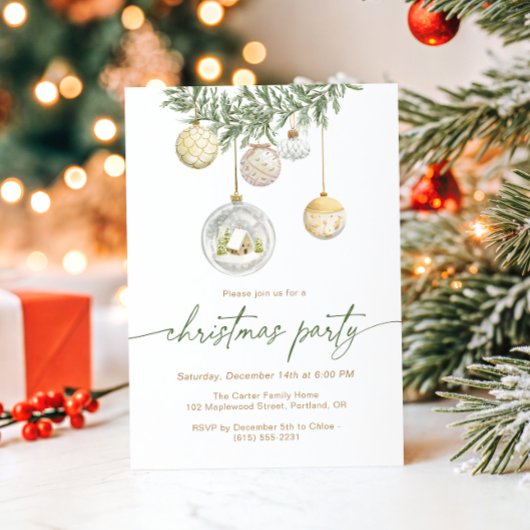 Elegant White Gold ornament Christmas party Einladung