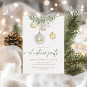 Elegant White Gold ornament Christmas party Einladung
