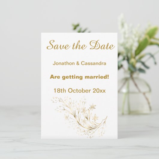 ELEGANT WHITE GOLD PASTEL MARBLE SAVE THE DATE (Stehend Vorderseite)