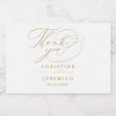 Elegant White Gold Script Wedding Danke Mini Schaumweinetikett (Einzelnes Label)