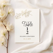 Elegant white gold simple floral Table Number Einladung