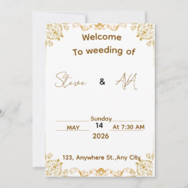 Elegant White & Gold Wedding Invitation Einladung