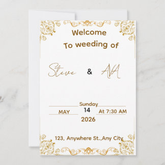 Elegant White & Gold Wedding Invitation Einladung