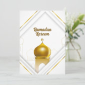 Elegant White | Goldkuppel | Rahmen | Islamisch Einladung (Stehend Vorderseite)