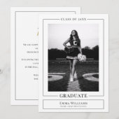 Elegant White Graduate Announcement Einladung (Vorne/Hinten)