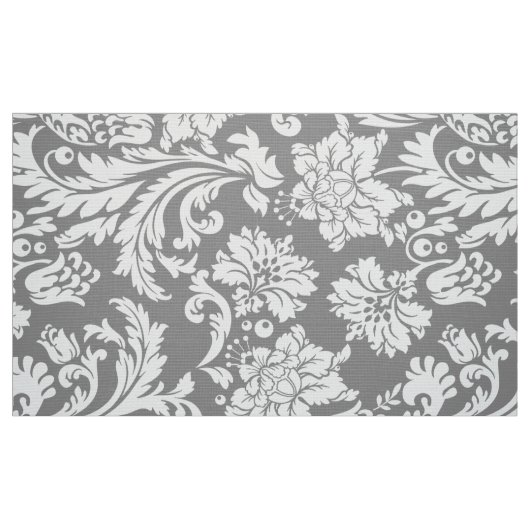 Elegant White & Gray Floral Damasks Stoff (Fat Quarter (45,7 x 55,9 cm))