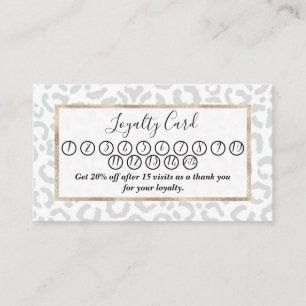 Elegant White Gray Leopard Cheetah Animal Print 15 Treuekarte