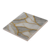 Elegant White & Gray Marble with Gold Veins Luxury Fliese (Seite)