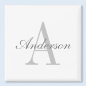 Elegant White & Gray Monogram Classic Round Sticke Magnet