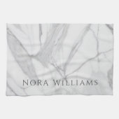 Elegant White Gray Personalized Marble Texture Geschirrtuch (Horizontal)