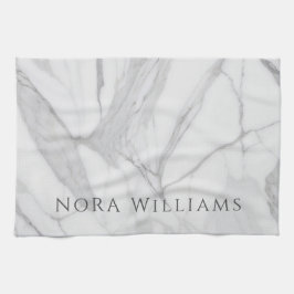 Elegant White Gray Personalized Marble Texture Geschirrtuch