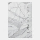 Elegant White Gray Personalized Marble Texture Geschirrtuch (Vertikal)
