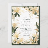 Elegant White Green Lily Greenerity Summer Wedding Einladung (Vorderseite)