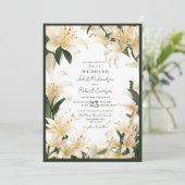 Elegant White Green Lily Greenerity Summer Wedding Einladung (Stehend Vorderseite)