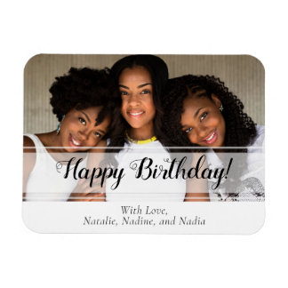 Elegant White Happy Birthday Foto Magnet