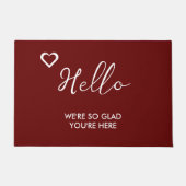 Elegant White Heart Hello So Glad Sie sind hier Fußmatte (Vorderseite)
