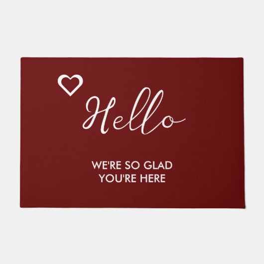 Elegant White Heart Hello So Glad Sie sind hier Fußmatte (Vorderseite)