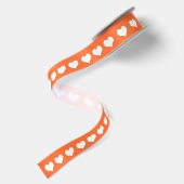 Elegant White Hearts Orange Satinband (Rückseite)