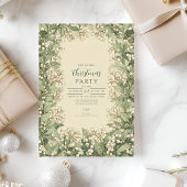Elegant White Holly Christmas Einladung