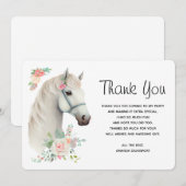 Elegant White Horse Boho Floral Dankeskarte (Vorne/Hinten)