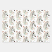 Elegant White Horse Boho Floral Geschenkpapier Set (Vorderseite 3)