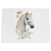 Elegant White Horse Boho Floral Große Geschenktüte (Vorderseite)