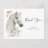 Elegant White Horse Boho Floral Vielen Dank Postkarte (Vorderseite)