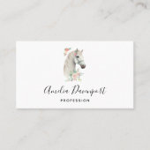 Elegant White Horse Boho Floral Visitenkarte (Vorderseite)