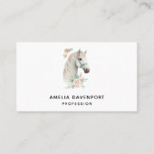 Elegant White Horse Boho Floral Visitenkarte (Vorderseite)