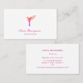 Elegant White Hummingbird Visitenkarte (Vorne/Hinten)