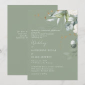 Elegant White Hydrangea Sage Beide Eltern Hochzeit Einladung (Vorne/Hinten)