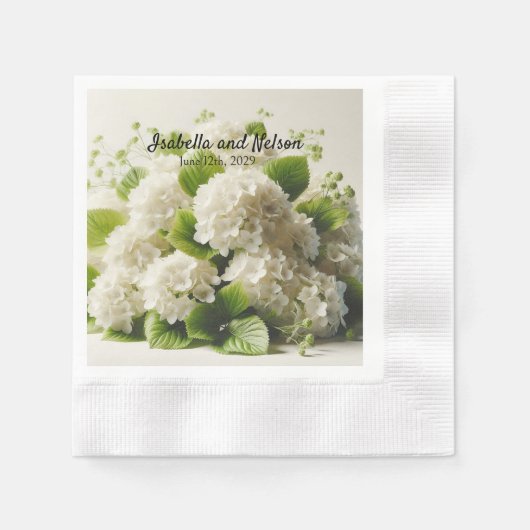 Elegant White Hydrangea Wedding Napkins Serviette (Vorderseite)
