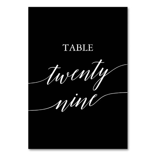 Elegant White in Black Calligraphy Table 29 Tischnummer (Rückseite)