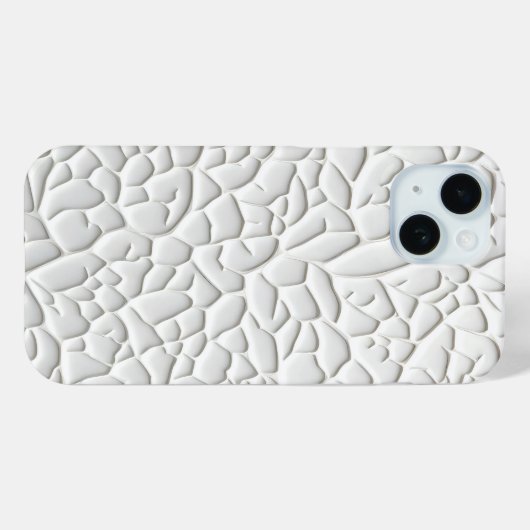 Elegant White iPhone Case with Textured Relief (Rückseite (Horizontal))