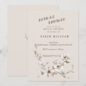 Elegant White & Ivory Blossom Bridal Shower Einladung (Vorne/Hinten)