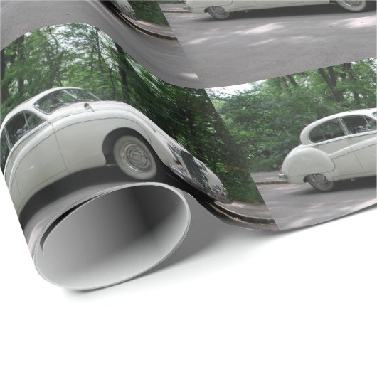 Elegant White Jaguar MK IX Geschenkpapier (Rolleneckpunkt)