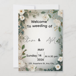 Elegant White Jasmine Floral Wedding Invitation |  Einladung