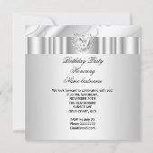 Elegant White Jewel Diamonds Silver Birthday Party Einladung (Rückseite)