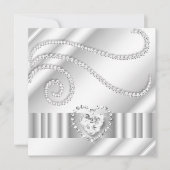 Elegant White Jewel Diamonds Silver Birthday Party Einladung (Vorderseite)
