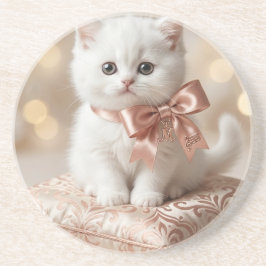 Elegant White Kitten Boutique Getränkeuntersetzer
