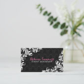Elegant White Lace Black Damasks Visitenkarte (Stehend Vorderseite)